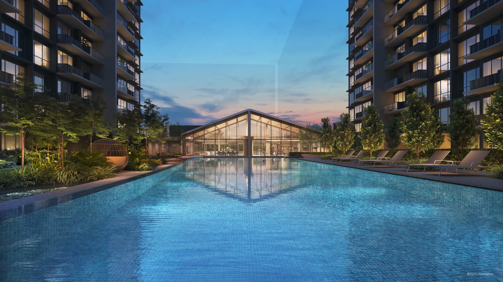 Artist's impression of Lucerne Grand pool and clubhouse